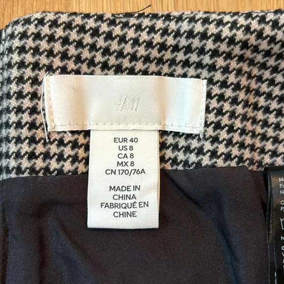 H&M Mini Skirt Houndstooth Plaid Black White Retro Size 8 - Picture 6 of 7